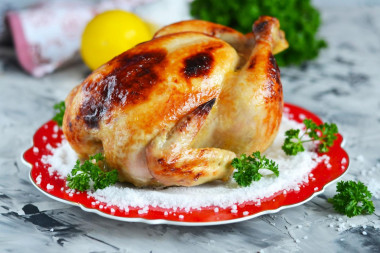 Хрустящая курица на соли запеченная в духовке целиком